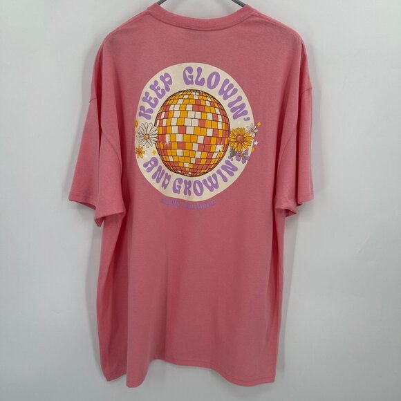 Simply Southern Short Sleeve T-Shirt sz 2XL Cocktail Pink Disco Ball Tee NWT - Picture 1 of 5